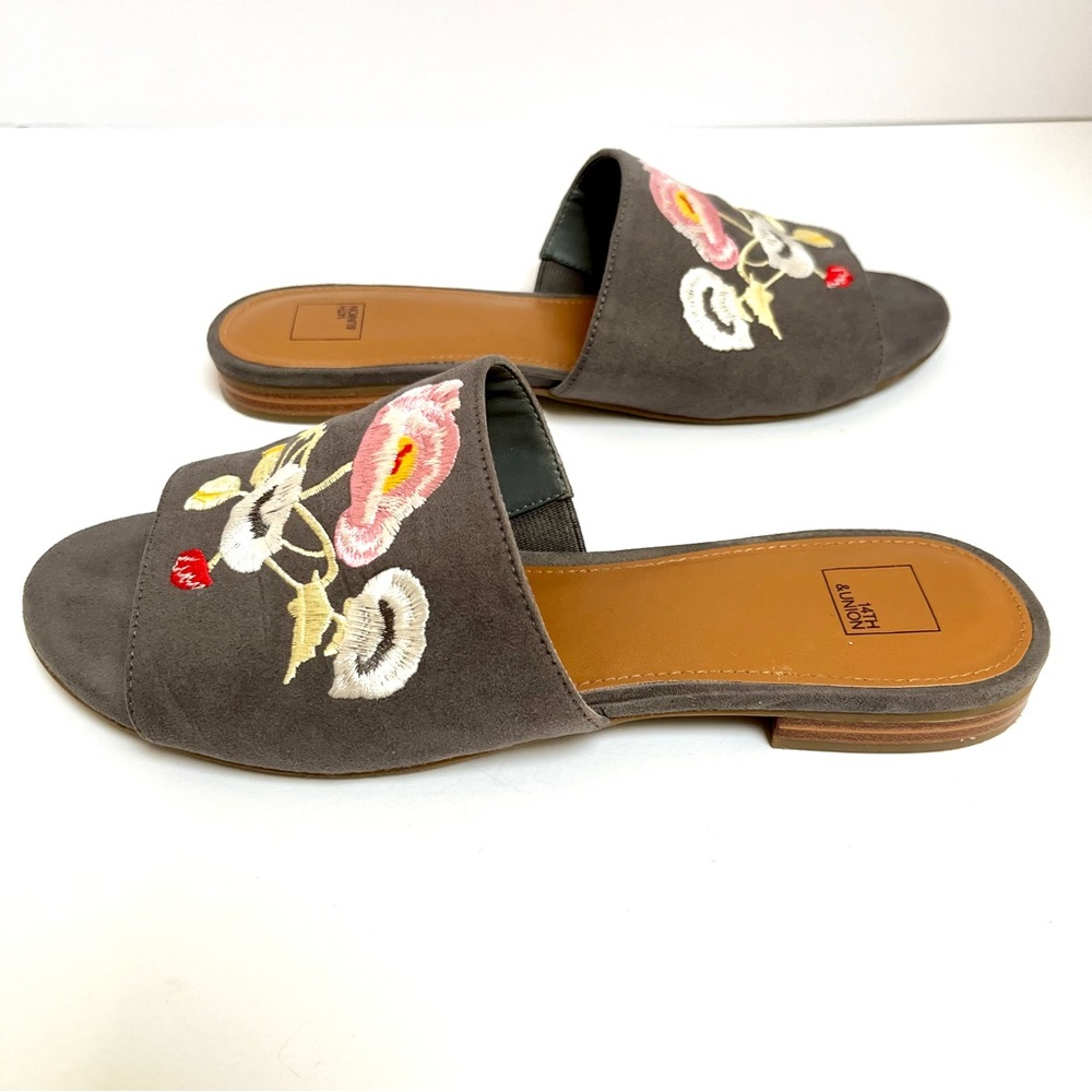 Suede & Embroidered Slides Size 7.5 •Nordstroms 14th & Union - Picture 4 of 9